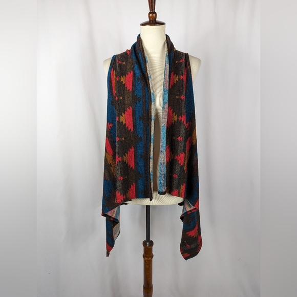 Pronto USA Casual Sleeveless Open Front Vest Tunic Southwestern Aztec Womens M - Picture 4 of 7